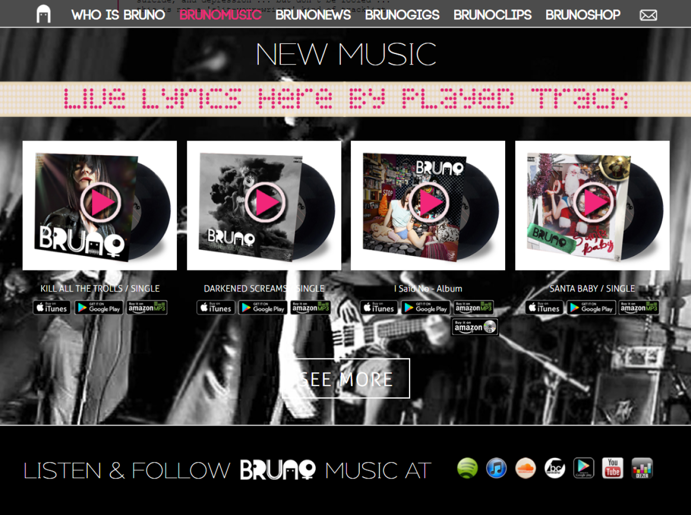 Website for BRUNO Music Artist by AR media
