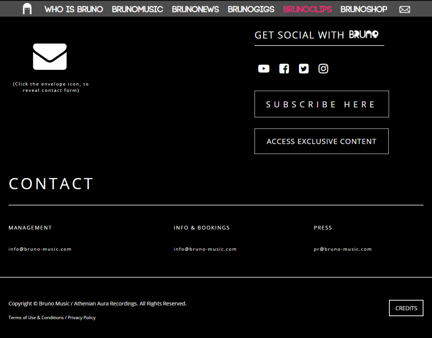 Website for BRUNO Music Artist by AR media