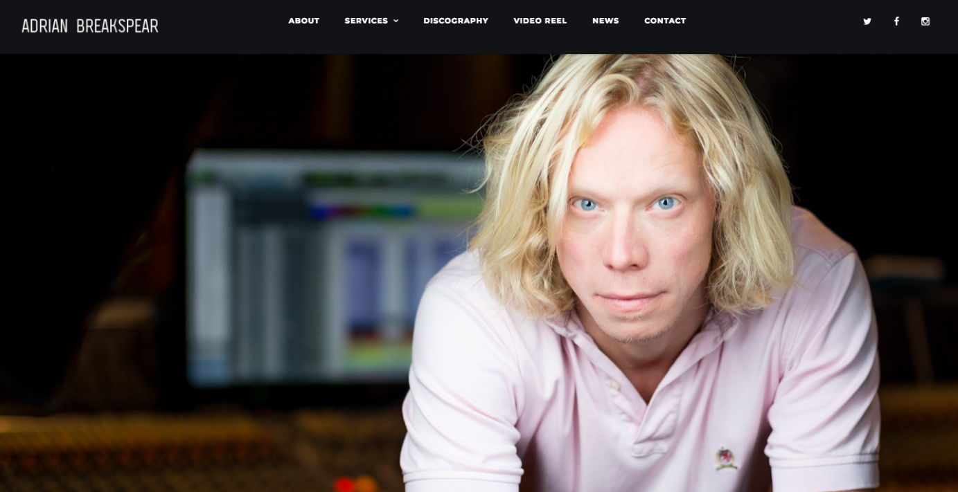Website for Adrian Breakspear by Design By Jaiden