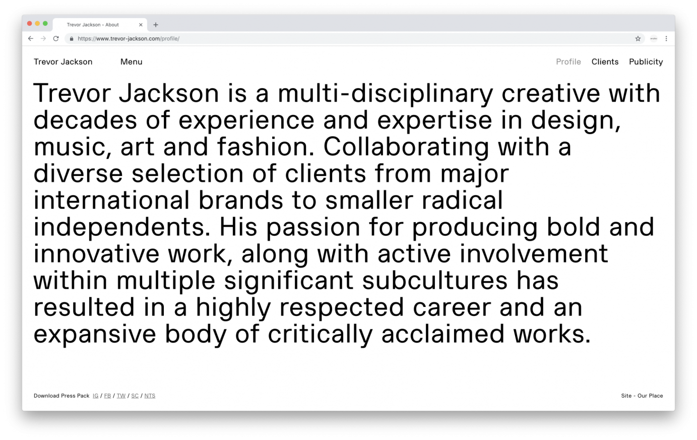 Website for Trevor Jackson by alexgross