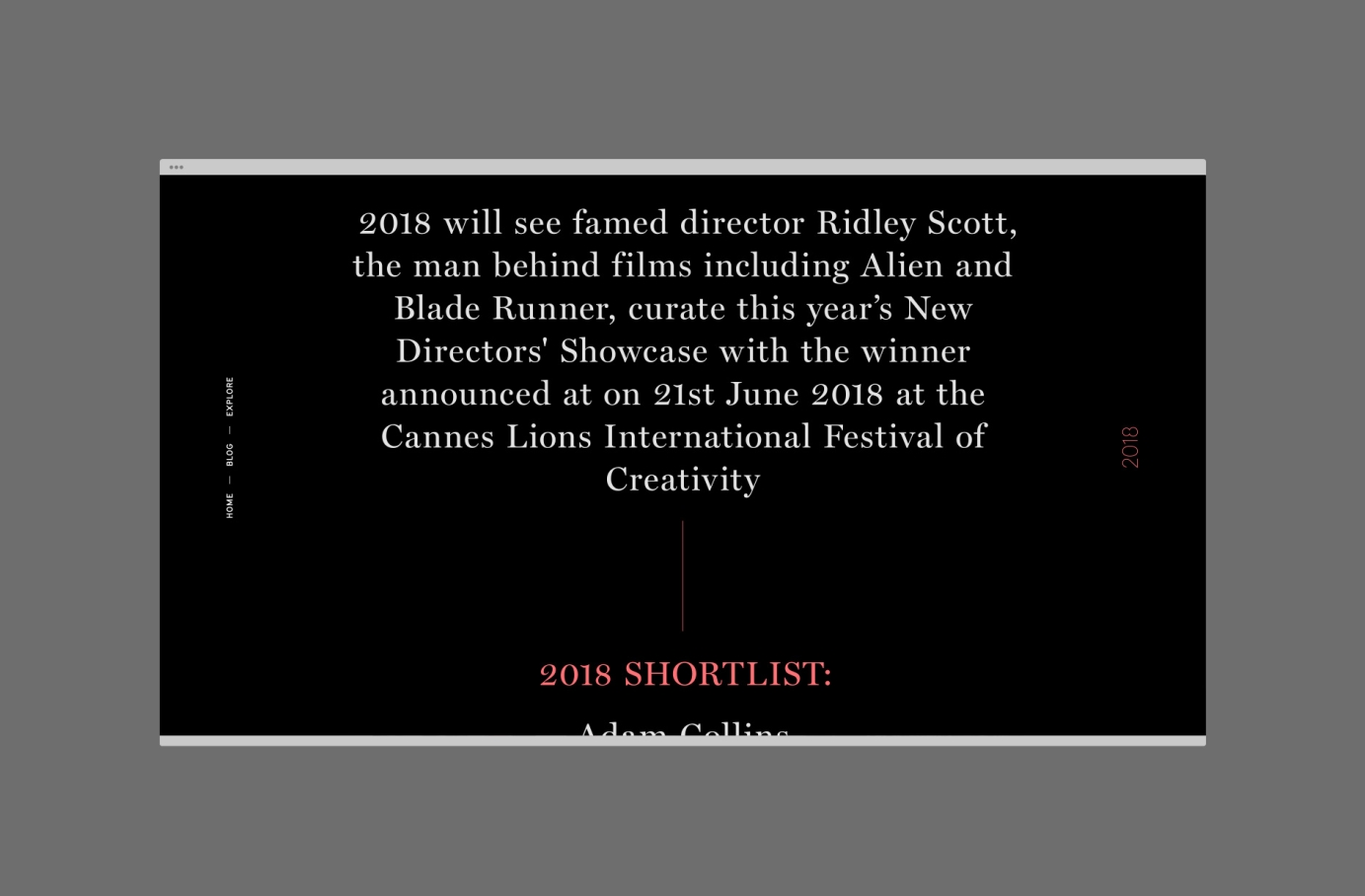 Website for The new Directors Showcase