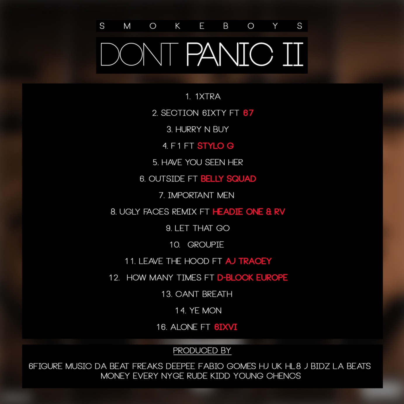 Smoke Boys [fka Section Boyz] "Don't Panic II" Album Cover & Track list Cover