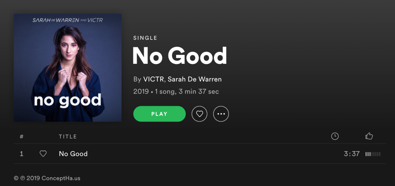 Sarah De Warren "No Good" Single Release