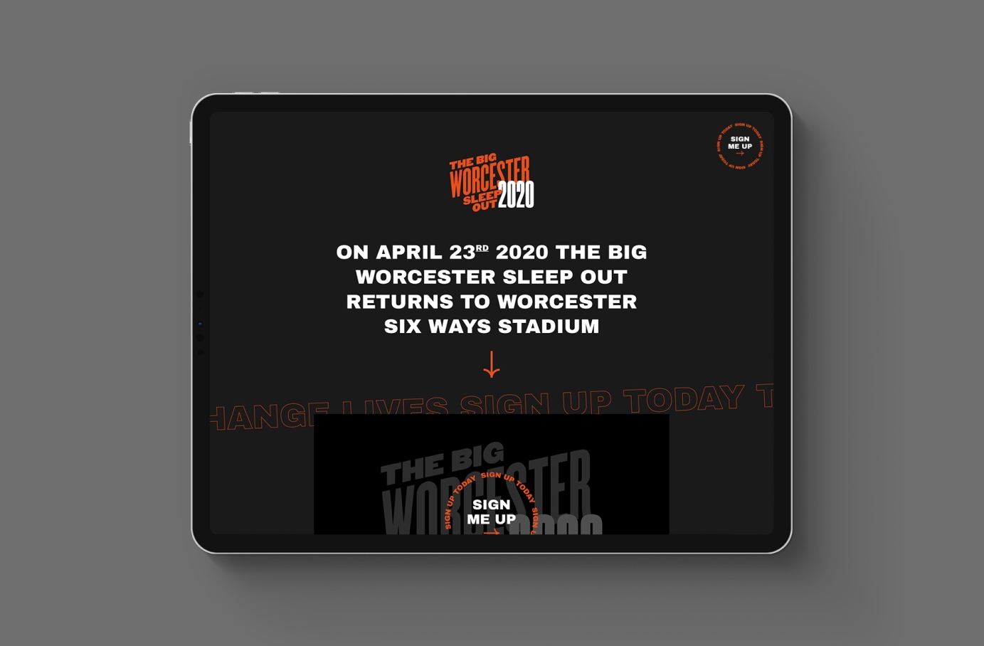 Branding & Content Creation for The BIg Worcester Sleep Out 2019 & 2020