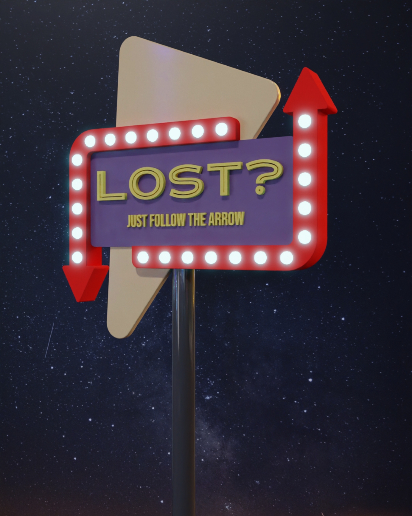 Lost? Diner Sign 3D Visual