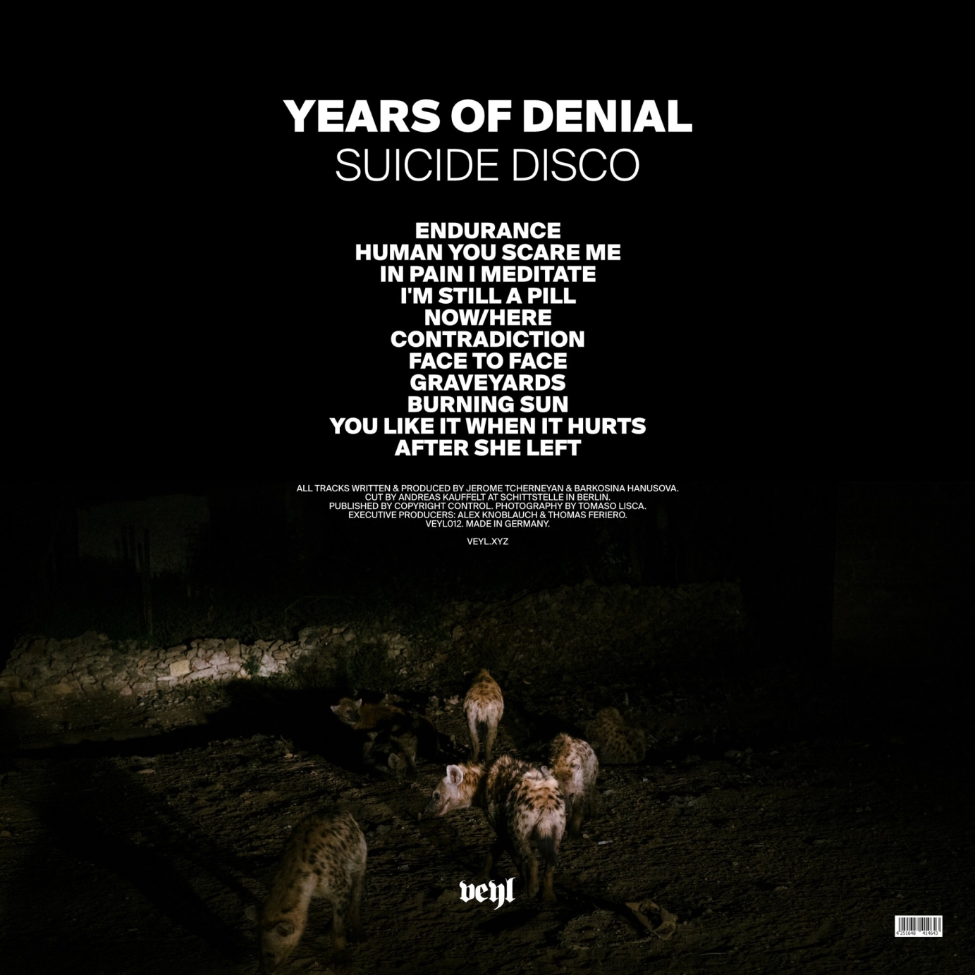 Artwork for Years of Denial LP "Suicide Disco" REAR