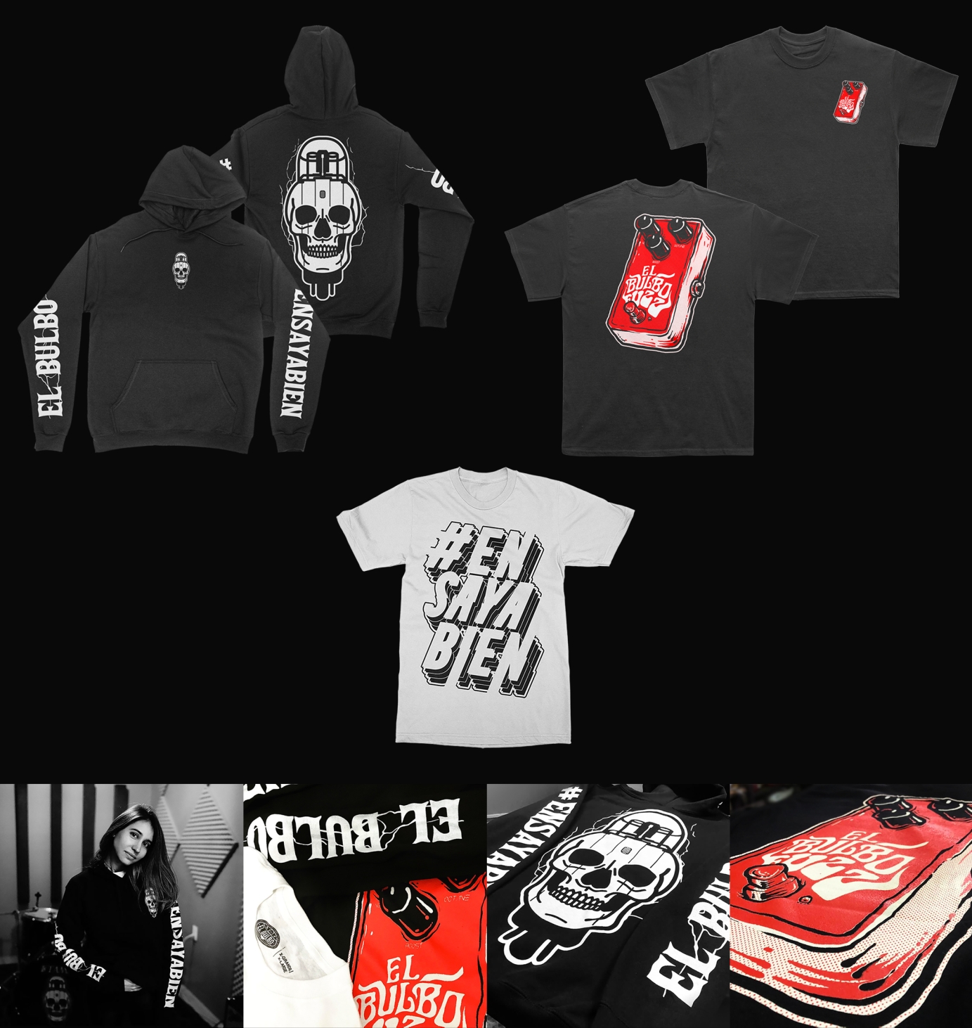 Bulbo supply. Skull long sleeve,-buzz t-shirt and typography t-shirt