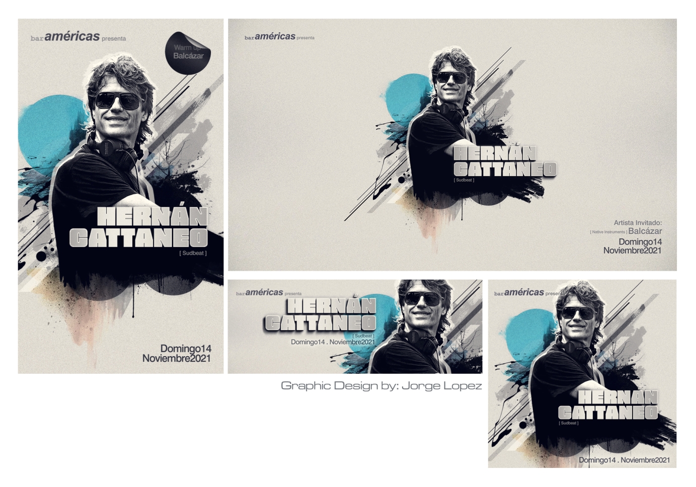 Graphic Design Pack for Hernan Cattaneo at Bar Américas in Guadalajara, México.