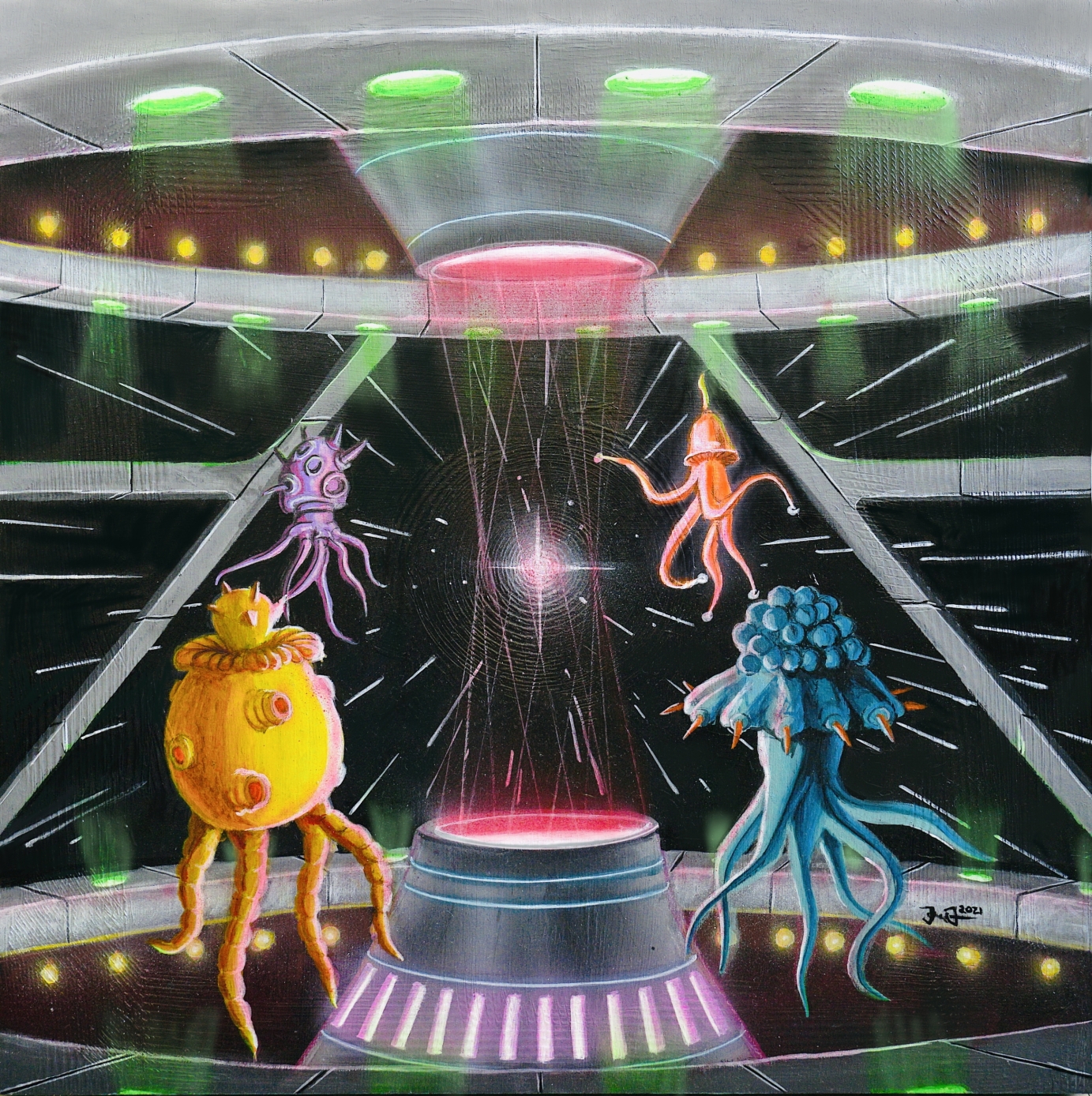 Hand painted cover illustrations for Los Aliens  band (NYC)