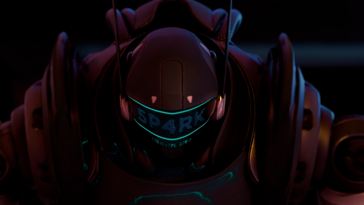 Screenshot of the boot-up sequence 5p4rk goes through - Animated by Jessica Kersey-Preston