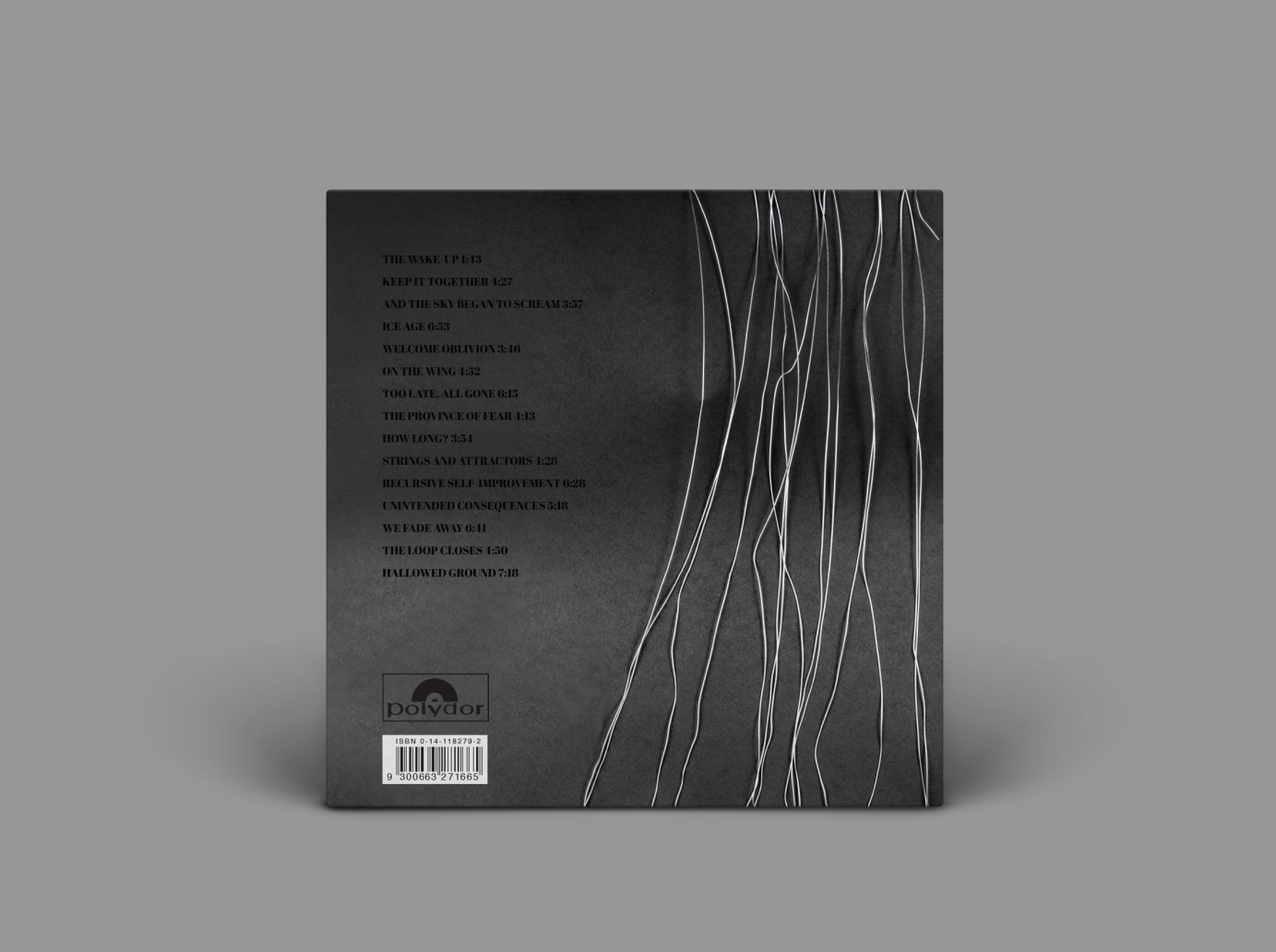 Back cover vinyl album design using handmade elements such as black paper roses and metal wires