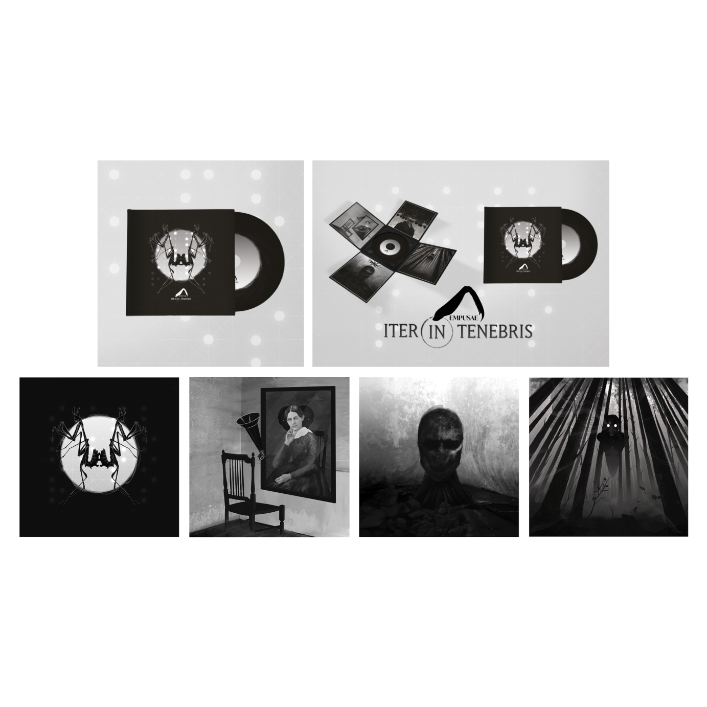 CD illustration and design for the digipack, black, dark, horror, esoteric art