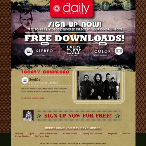 Website for Roadrunner Records by Frequency