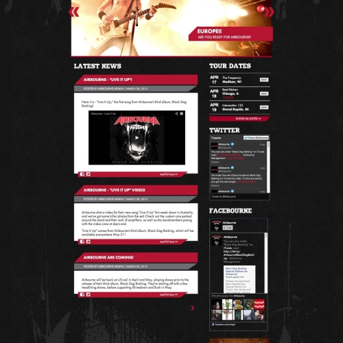 Website for Airbourne by Frequency