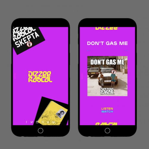Website for Dizzee Rascal by Tristan Palmer