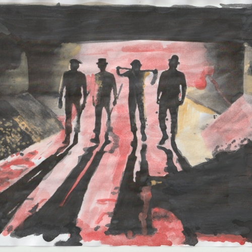 Clockwork Orange (tunnel) watercolours for fall capsule