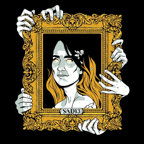sad 13 haunted painting t-shirt merch design screen print