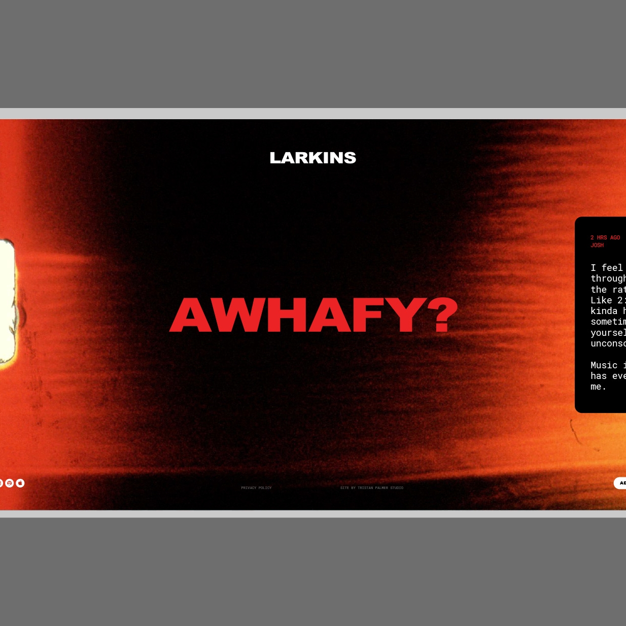 COVID fan community microsite for Larkins