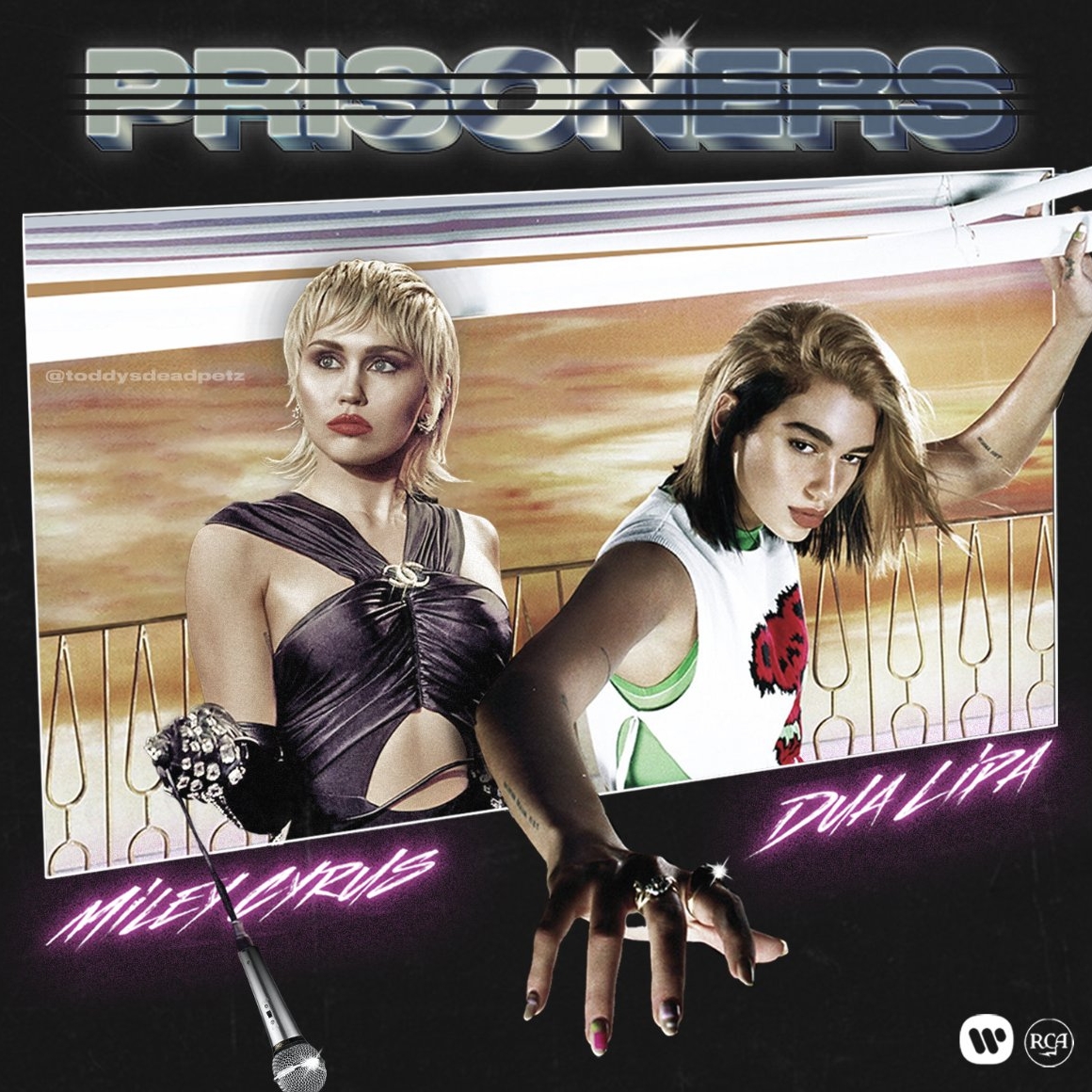 "Prisoners" Miley Cyrus & Dua Lipa artwork concept
