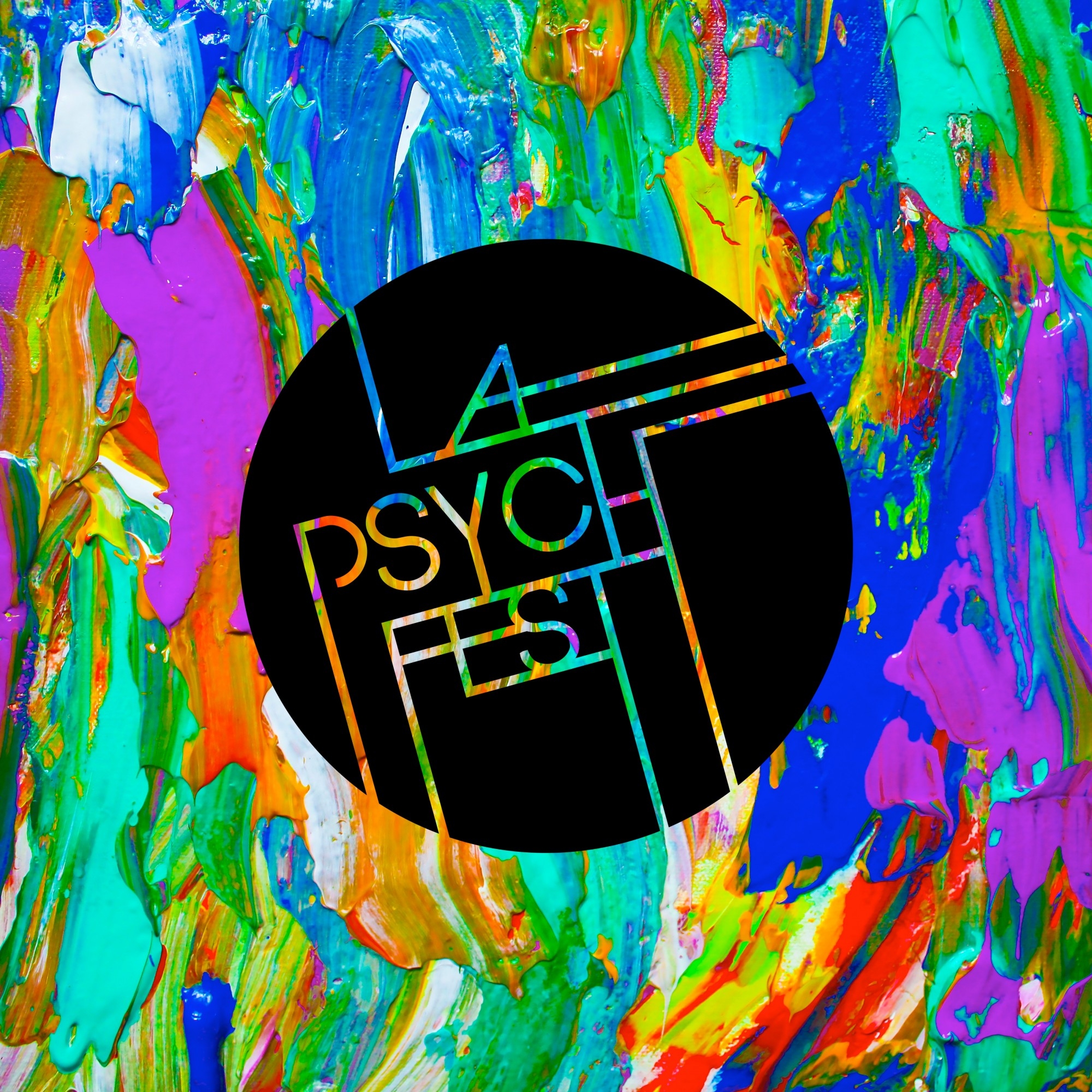 Logo, animated GIF, poster, web ads, & T-shirt designs for Los Angeles Psych Fest