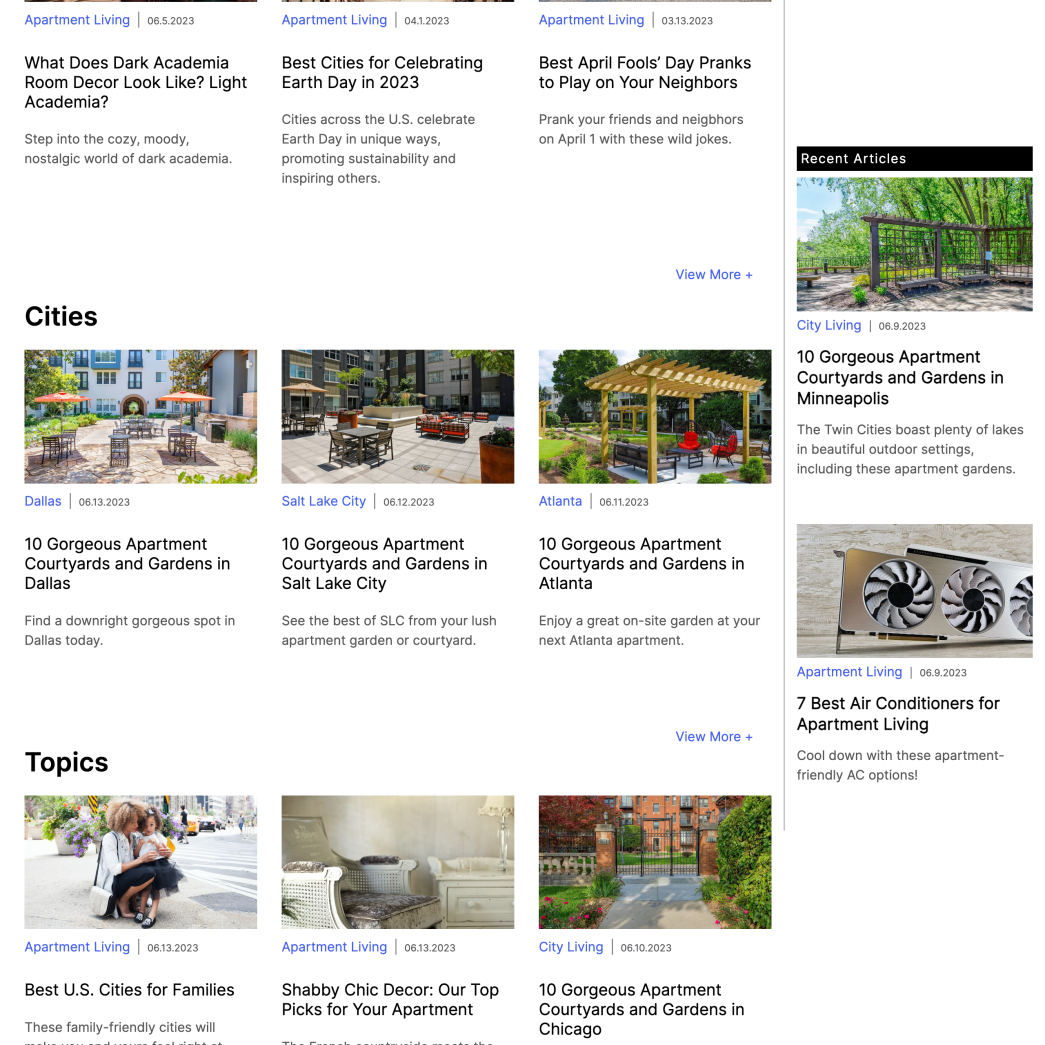 Rent.com/blog home page screenshot
